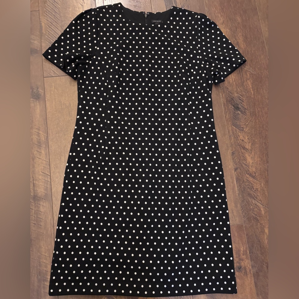 Ann Taylor Polka Dot Black Dress